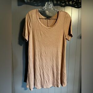 Shop Basic USA super soft bamboo like material tunic top -light tan color